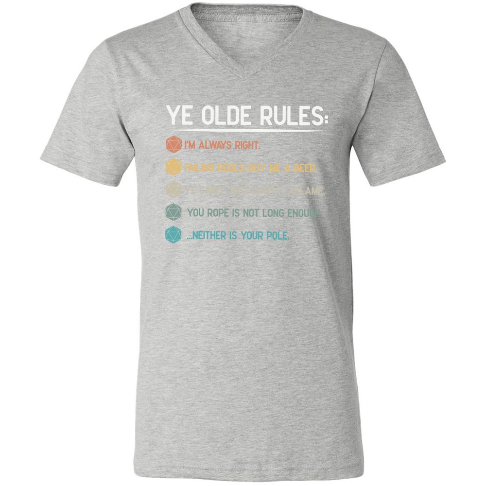 Dungeon Master Rules – Ye Olde RPG Unisex V-Neck T-Shirt - Athletic Heather - 7