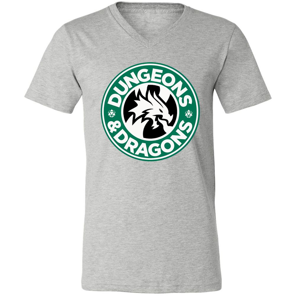 D&D Coffee Unisex V-Neck T-Shirt - Athletic Heather - 7