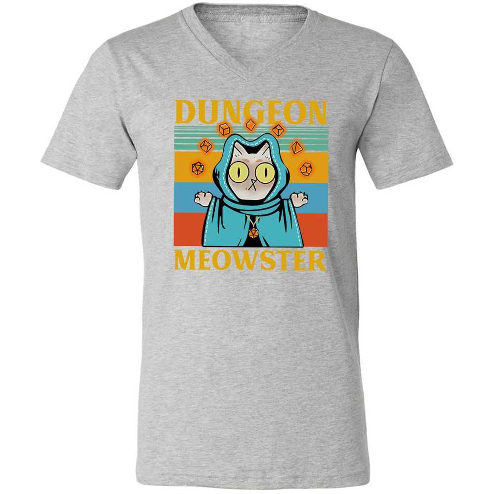 Dungeon Meowster Unisex V-Neck T-Shirt - Athletic Heather - 7