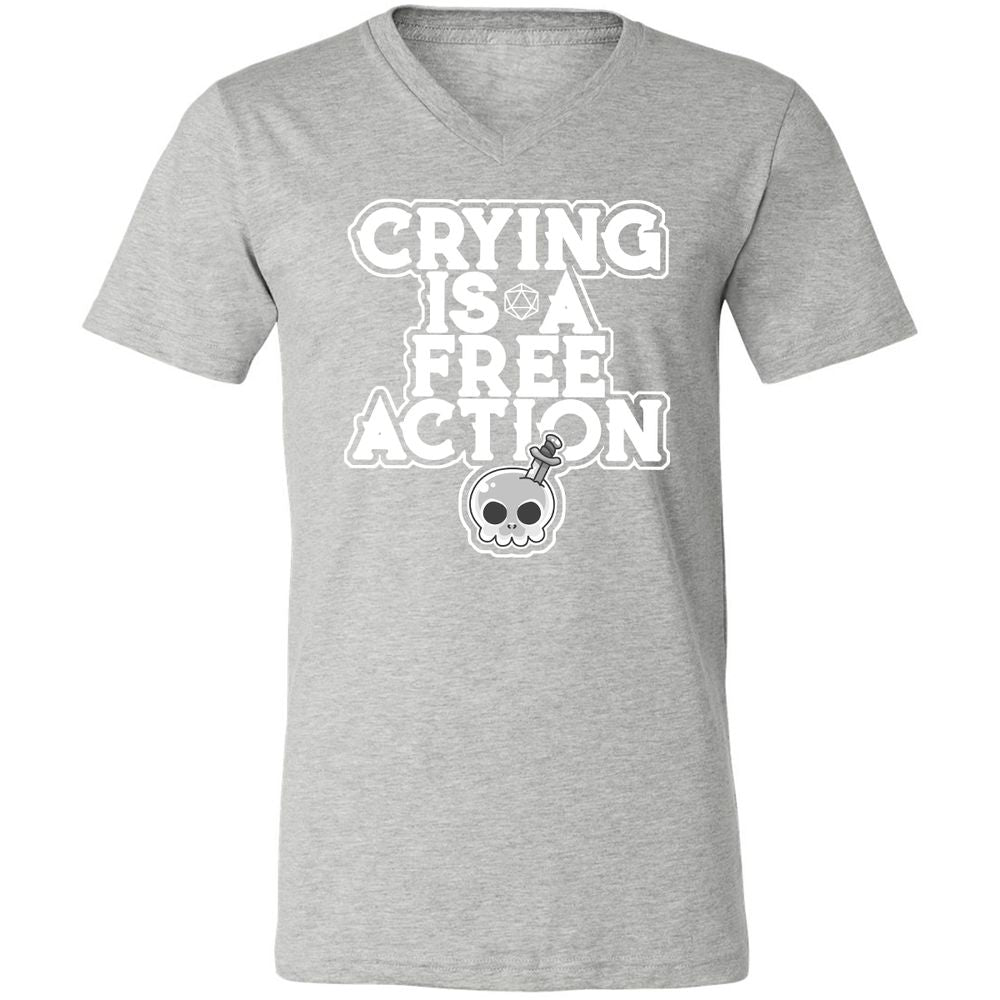 Crying Is A Free Action Unisex V-Neck T-Shirt - Athletic Heather - 7