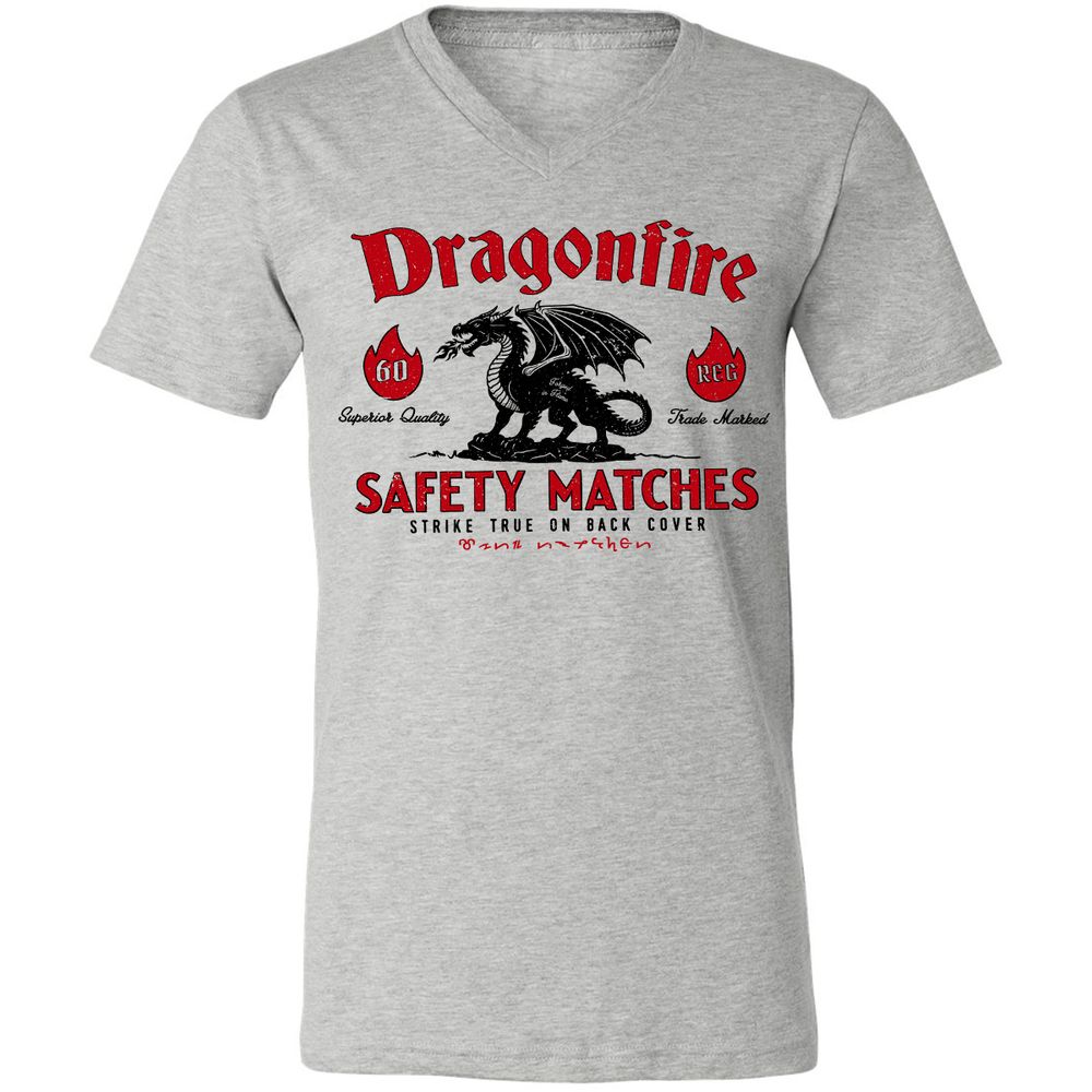 Dragonfire Unisex V-Neck T-Shirt - Athletic Heather - 7