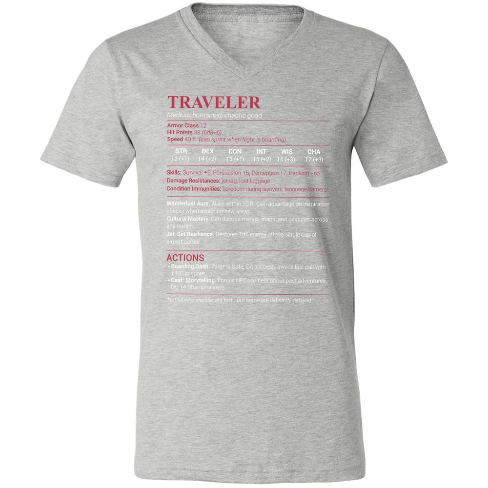 Traveler Unisex V-Neck T-Shirt - Athletic Heather - 7