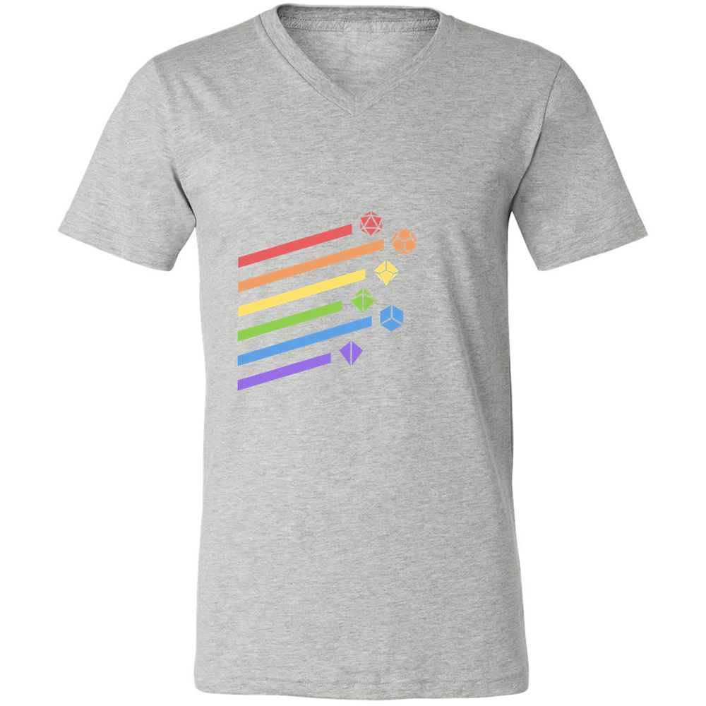 Rainbow Dice Set Unisex V-Neck T-Shirt - Athletic Heather - 7