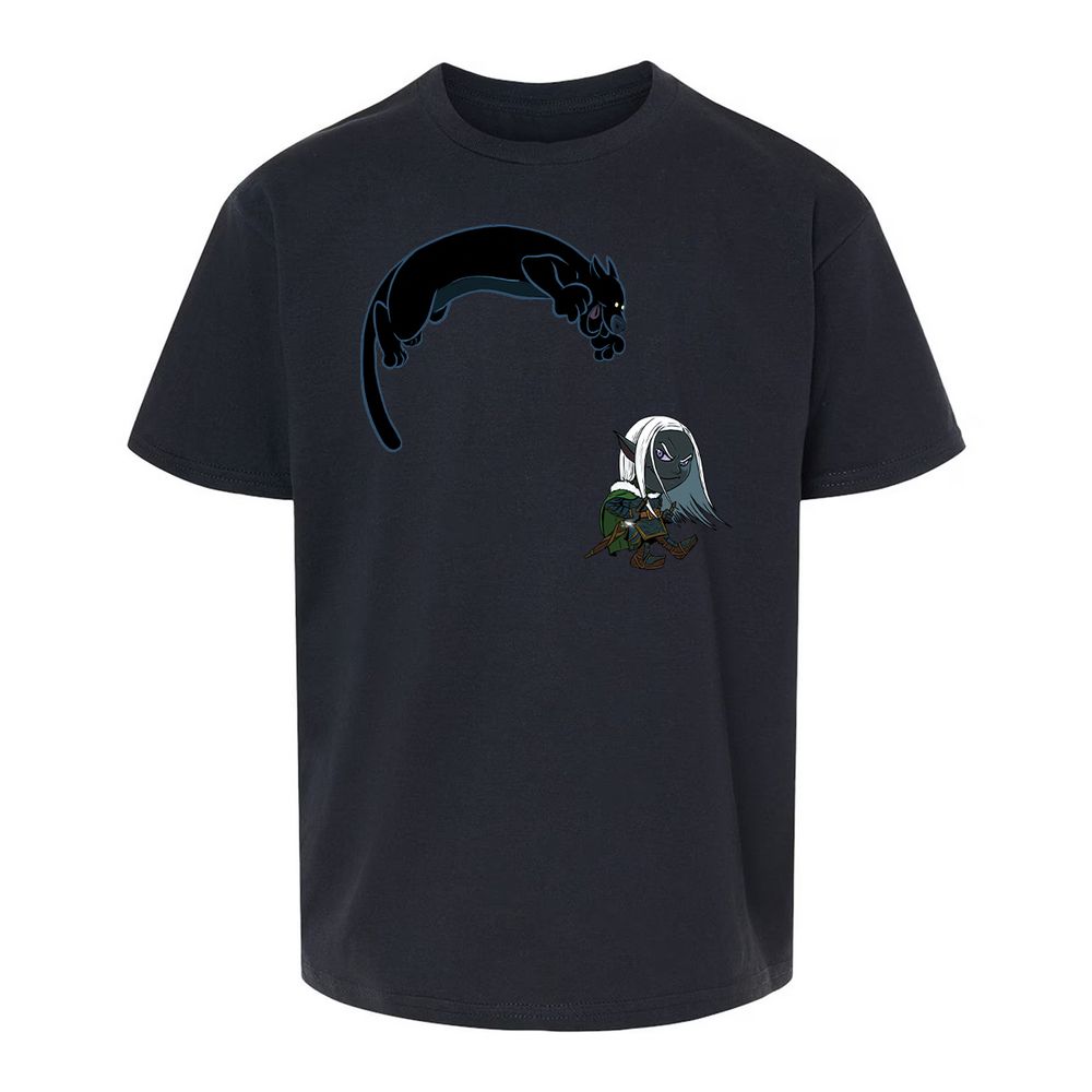 Drizzt and Guenhwyvar Kids T-Shirt - Black - 7