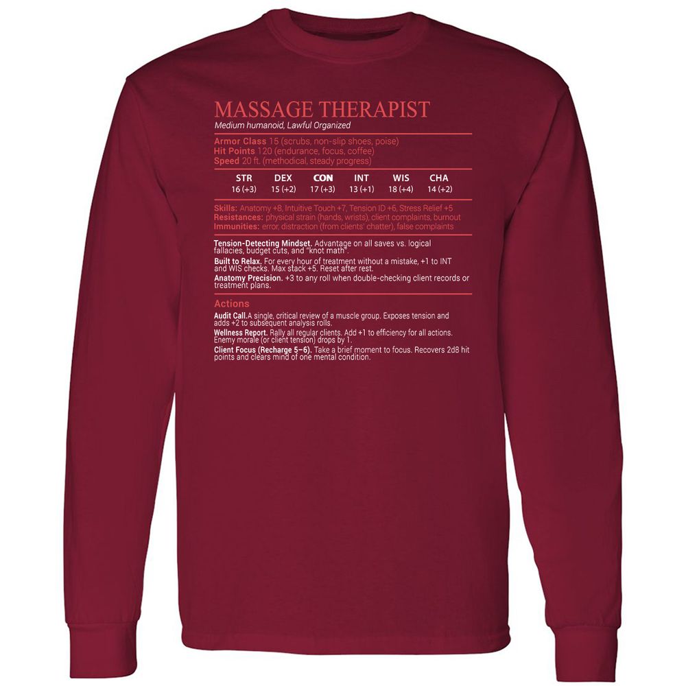 Massage Therapist Stats Block - Cardinal Red - 7