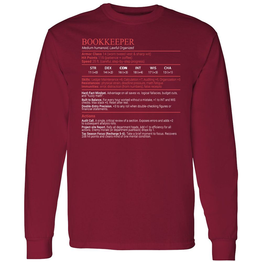 Bookkeepper Stats Block - Cardinal Red - 7