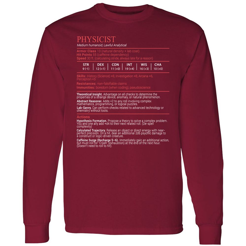 Physicist Stats Block - Cardinal Red - 7