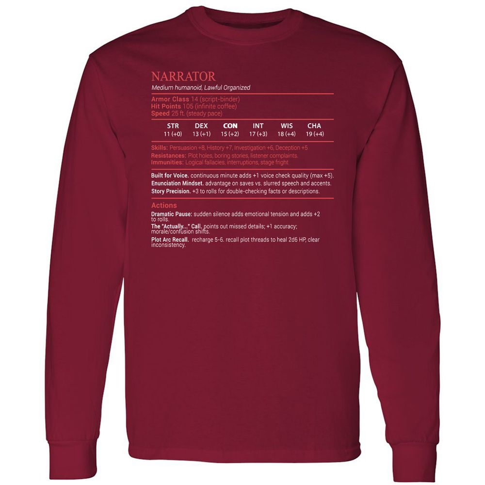 Narrator Stats Block - Cardinal Red - 7