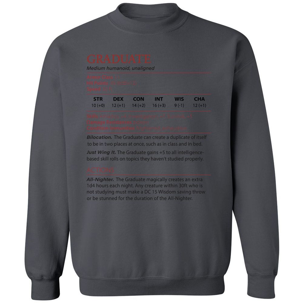 Graduate Stats Classic Unisex Sweatshirt - Charcoal - 7