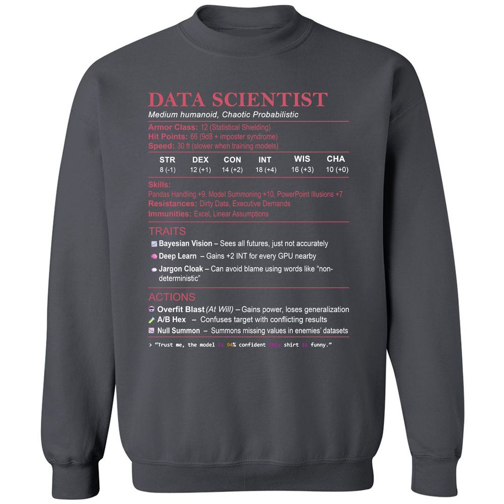 Data Scientist Stats Classic Unisex Sweatshirt - Charcoal - 7