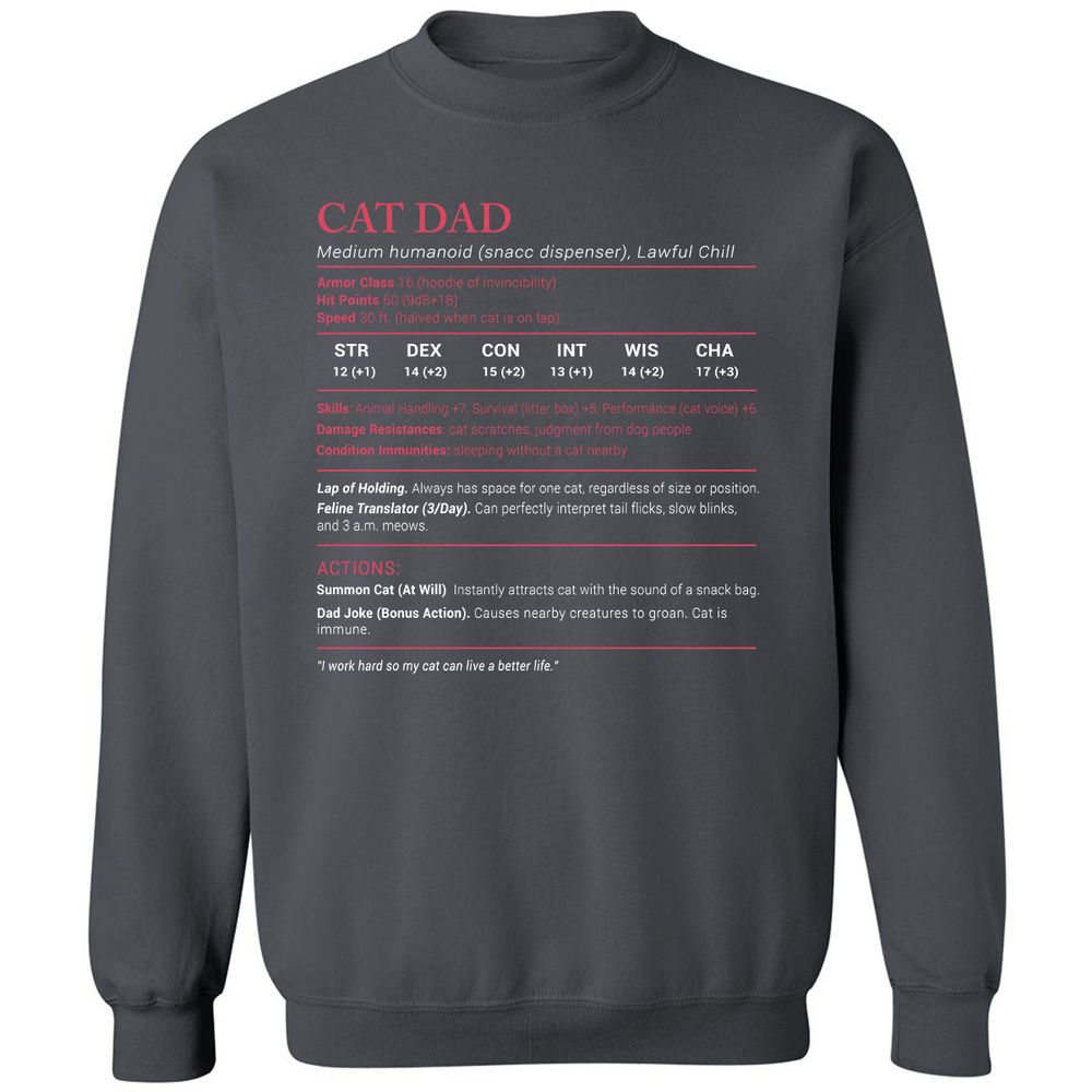 Cat Dad Stats Classic Unisex Sweatshirt - Charcoal - 7