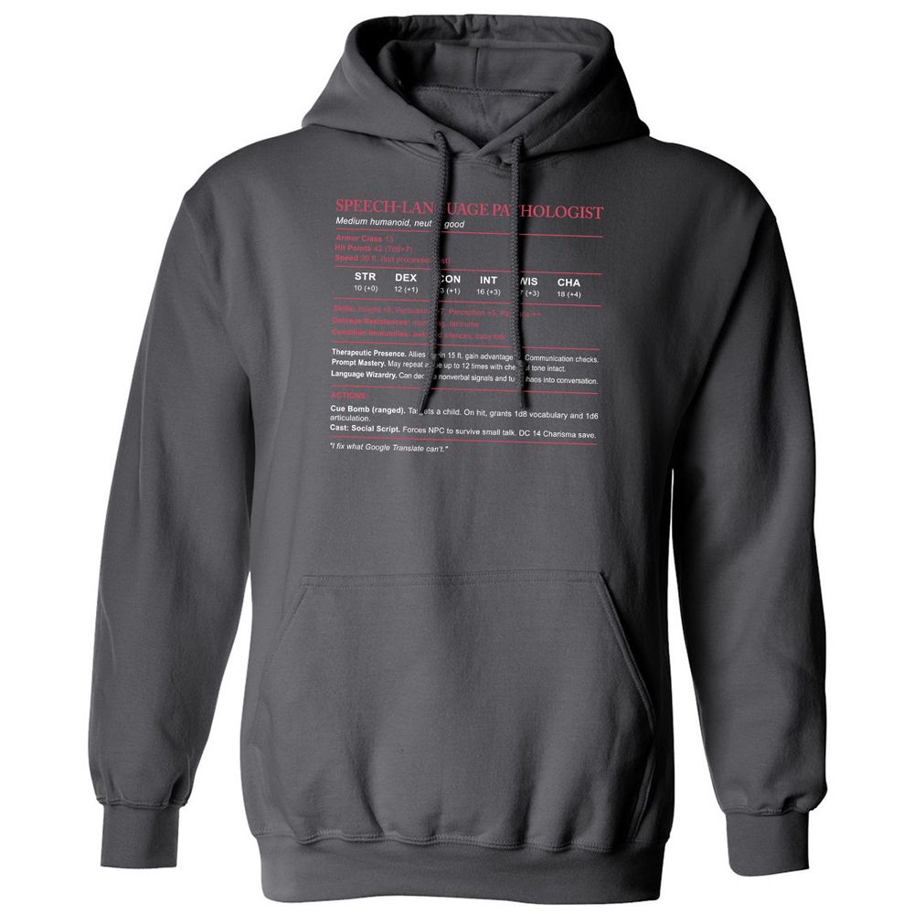 Speech Language Pathologist Stats Classic Unisex Hoodie - Charcoal - 7