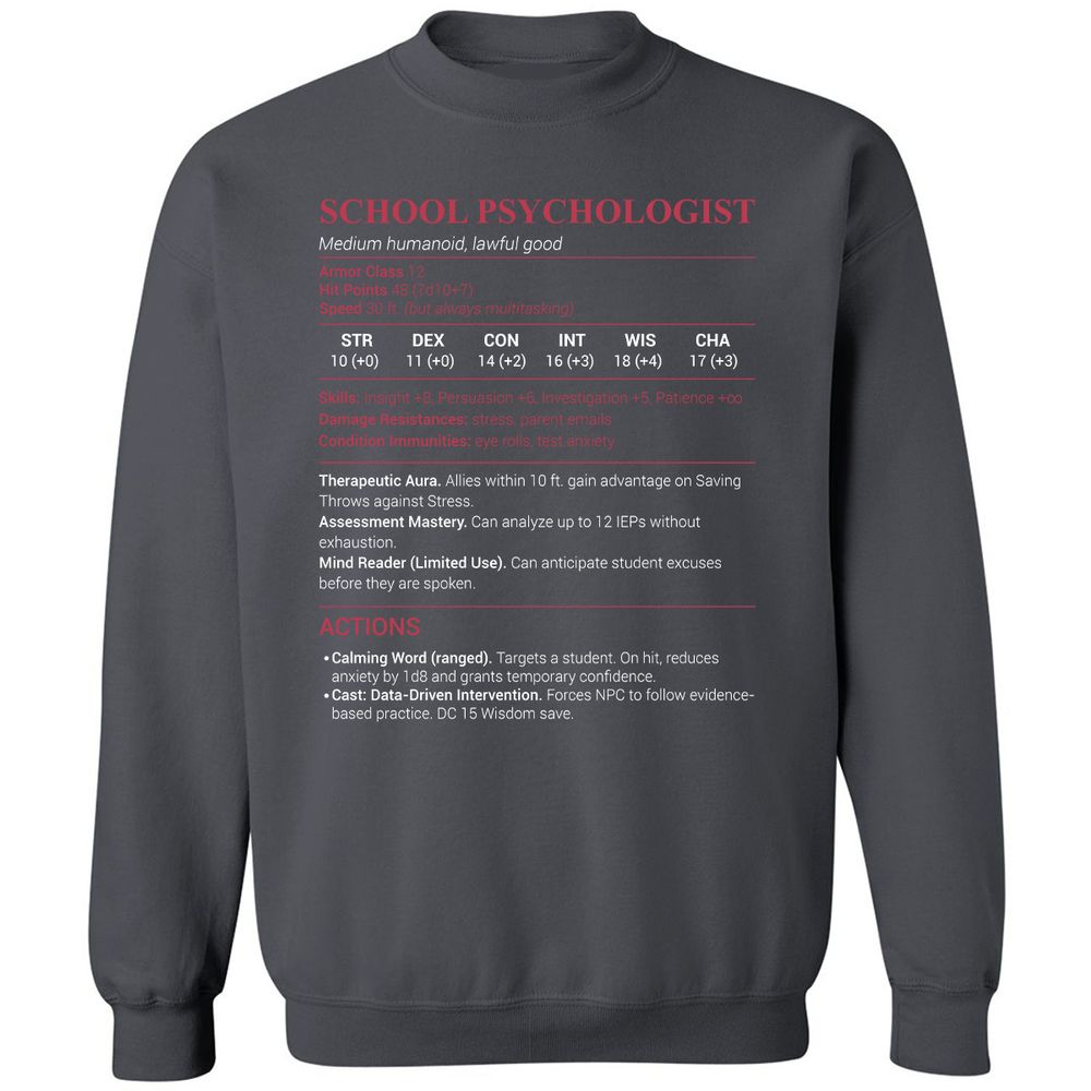 School Psychologist Classic Unisex Sweatshirt - Charcoal - 7