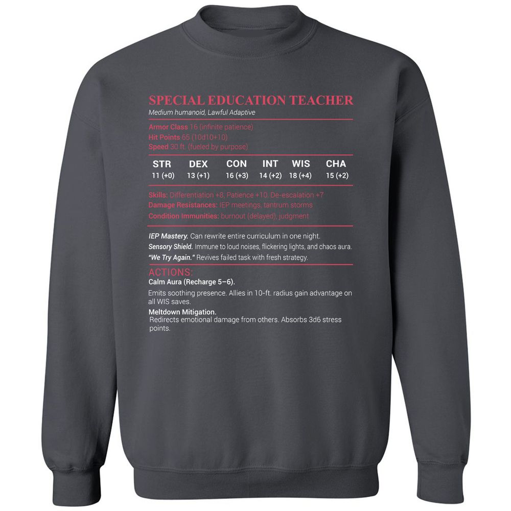 Special Edu Stats Classic Unisex Sweatshirt - Charcoal - 7