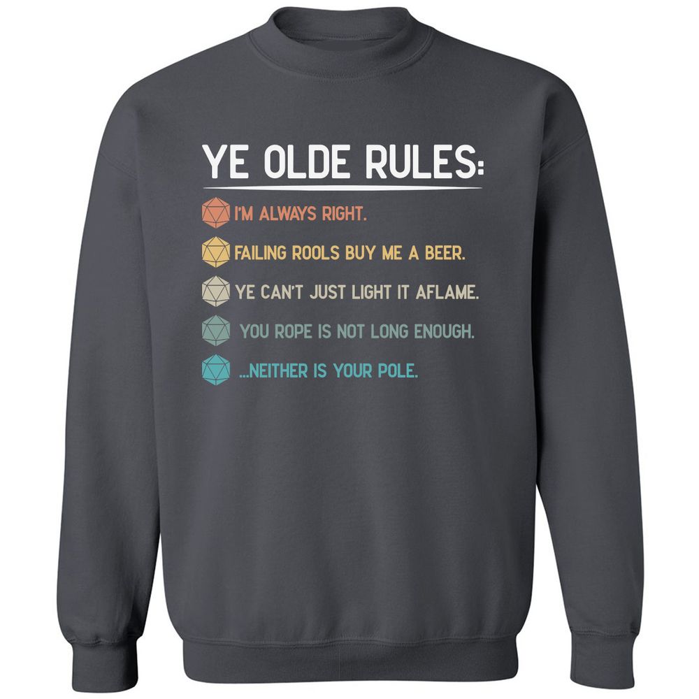 Dungeon Master Rules – Ye Olde RPG Classic Unisex Sweatshirt - Charcoal - 7