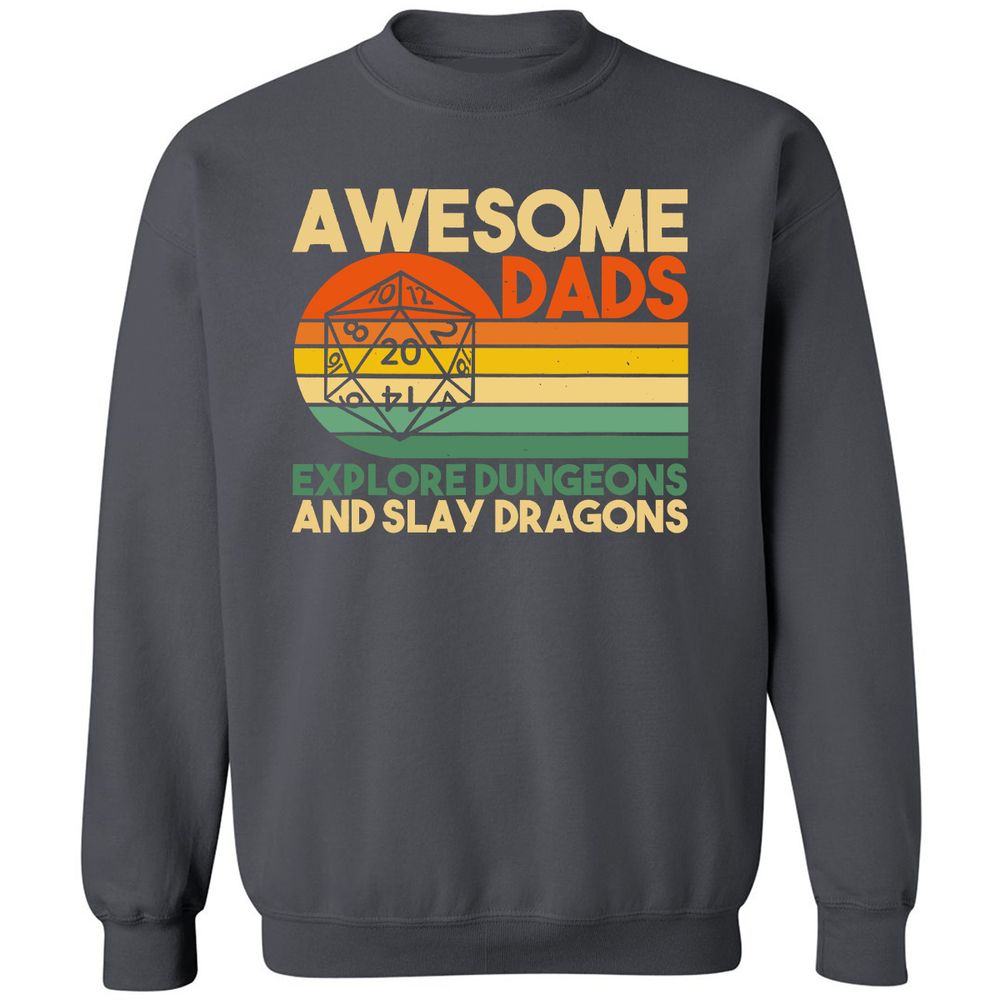 Awesome Dads Explore Dungeons Classic Unisex Sweatshirt - Charcoal - 7