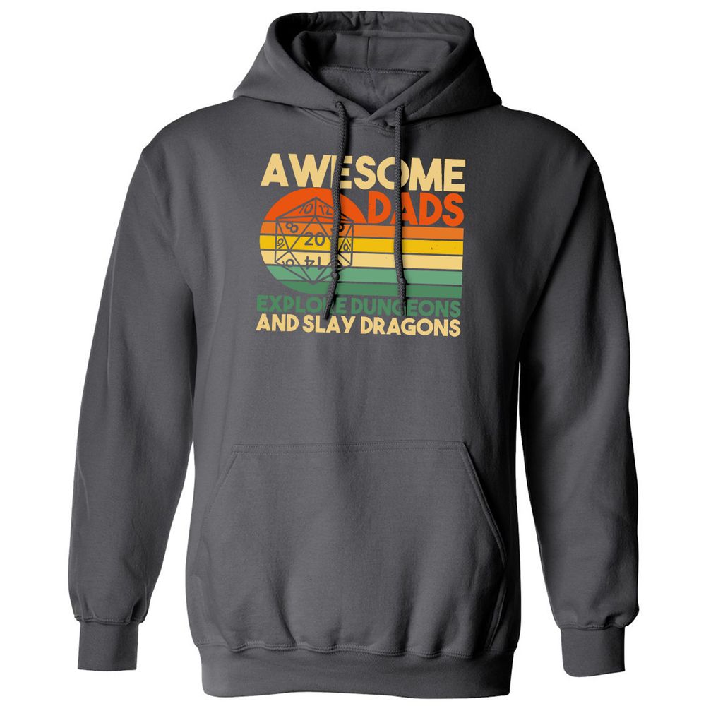 Awesome Dads Explore Dungeons Classic Unisex Hoodie - Charcoal - 7