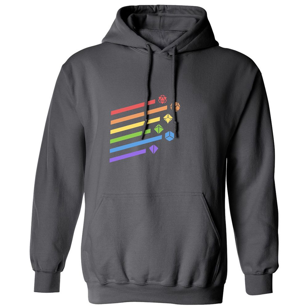 Rainbow Dice Set Classic Unisex Hoodie - Charcoal - 7