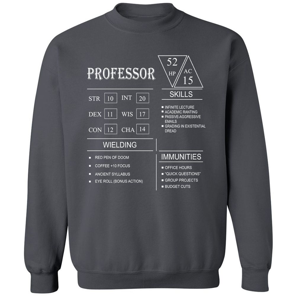 Professor New Classic Unisex Sweatshirt - Charcoal - 7