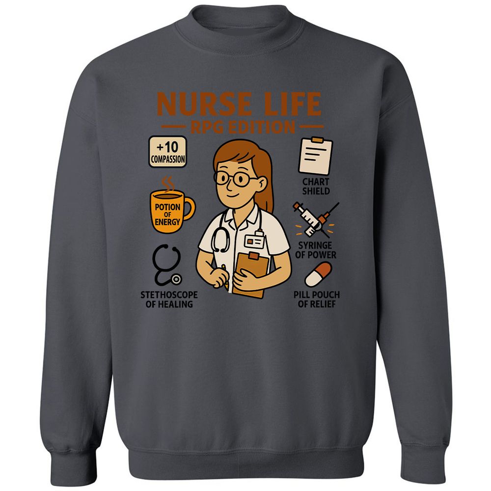 Nurse Life RPG Edition Classic Unisex Sweatshirt - Charcoal - 7