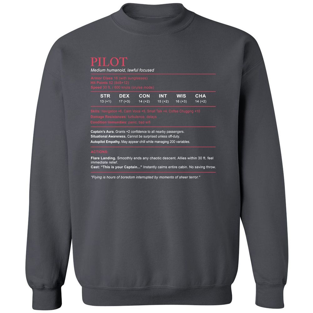 Pilot Stats Classic Unisex Sweatshirt - Charcoal - 7