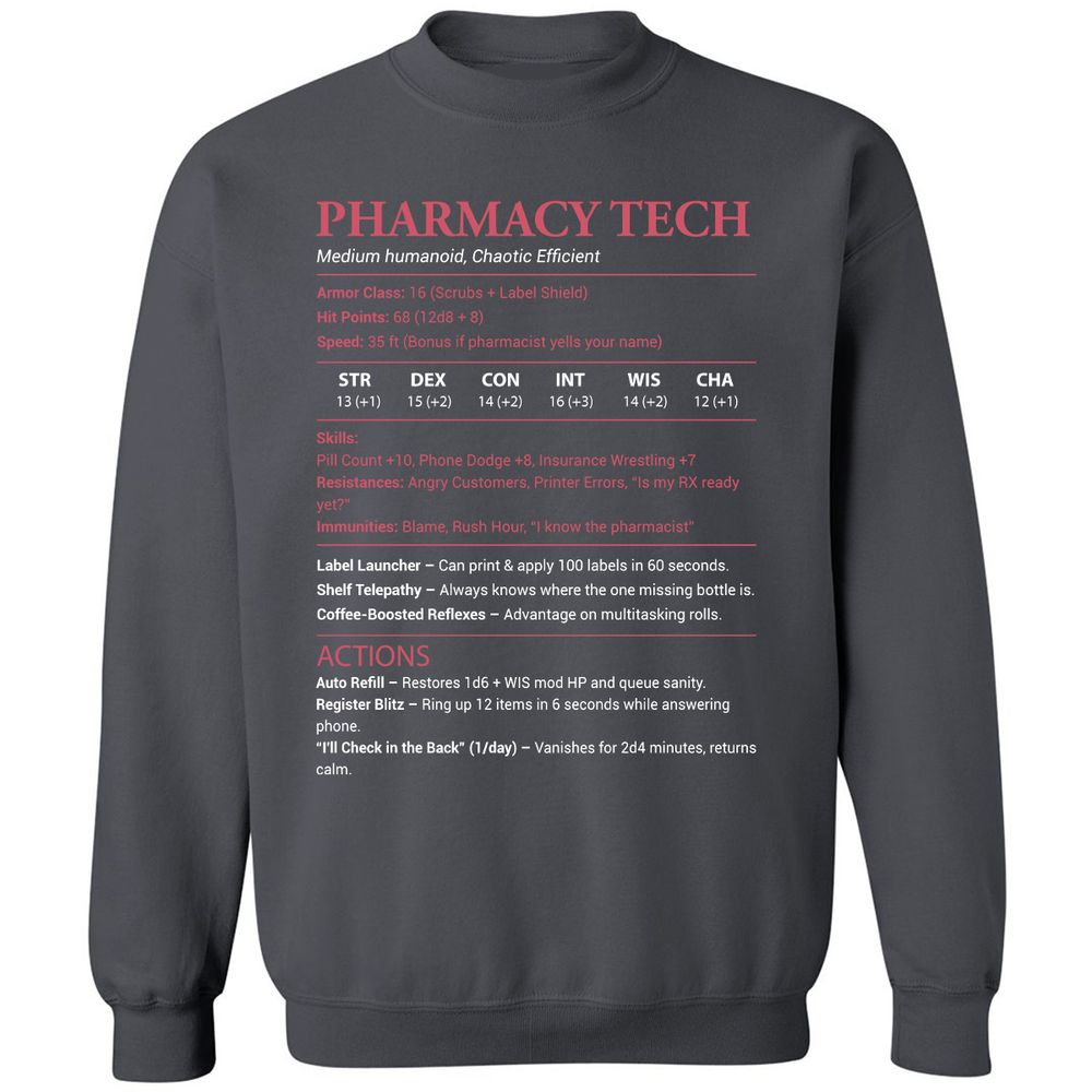 Pharmacy Tech Classic Unisex Sweatshirt - Charcoal - 7