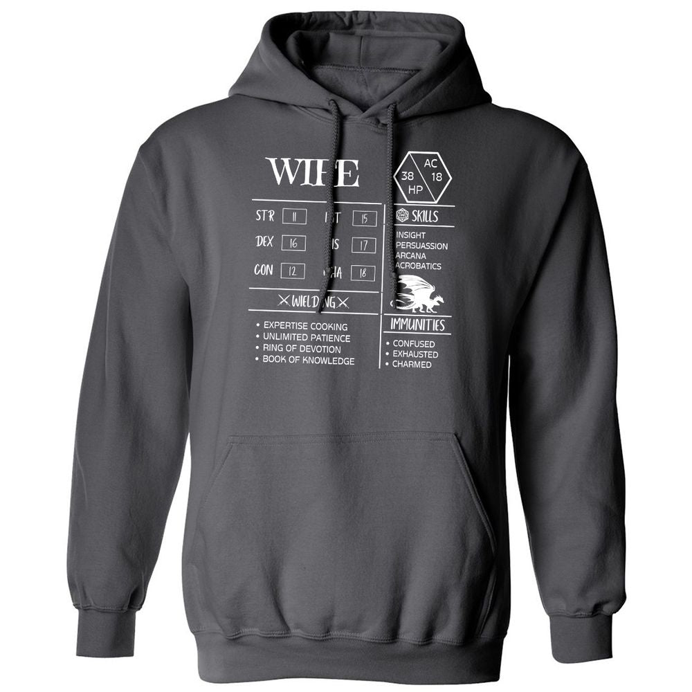 Wife Stats 2 Classic Unisex Hoodie - Charcoal - 7