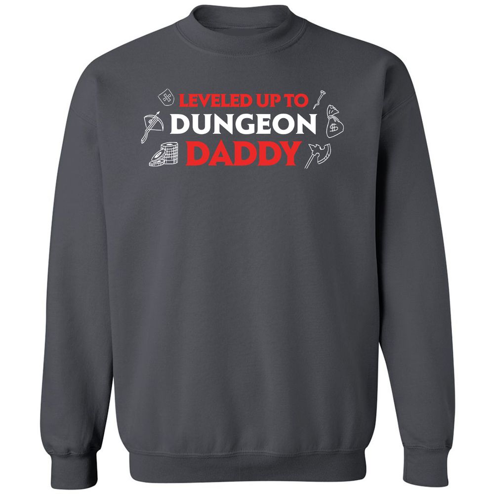 Leveled Up To Dungeon Daddy Classic Unisex Sweatshirt - Charcoal - 7