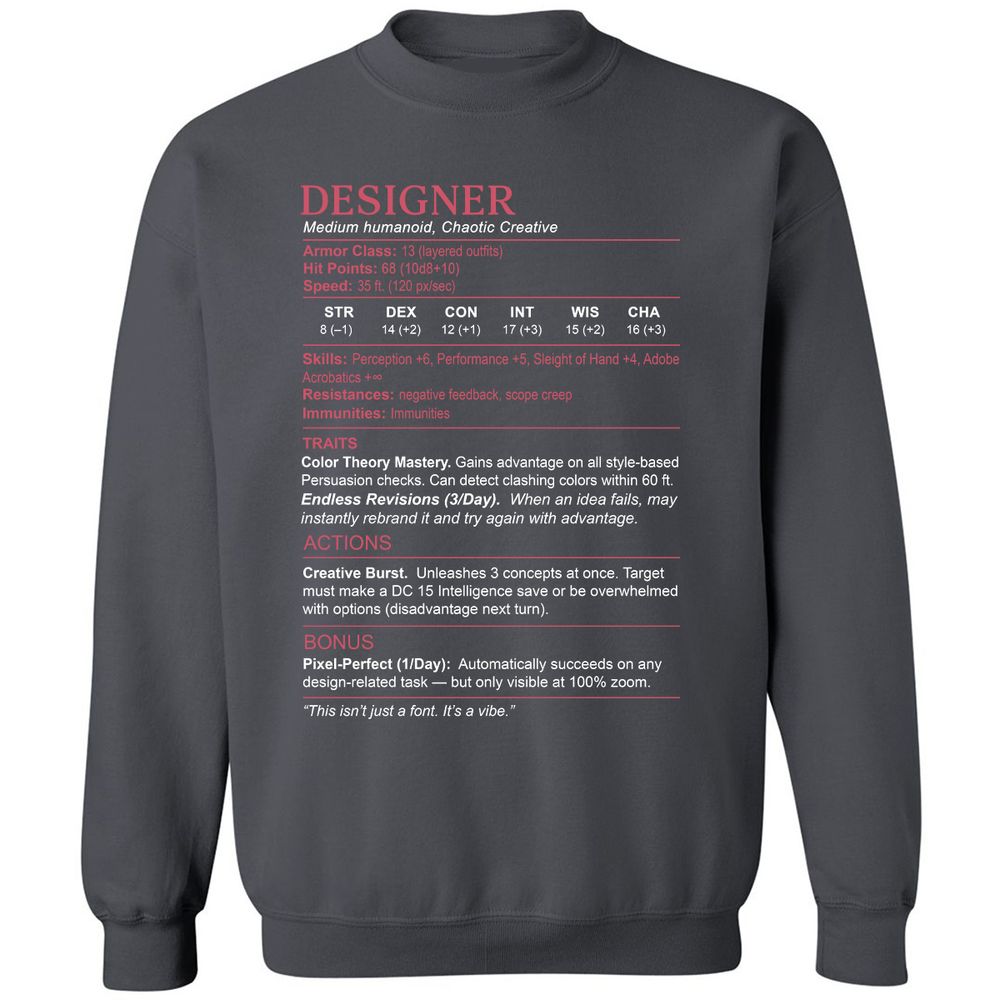 Designer Stats Classic Unisex Sweatshirt - Charcoal - 7