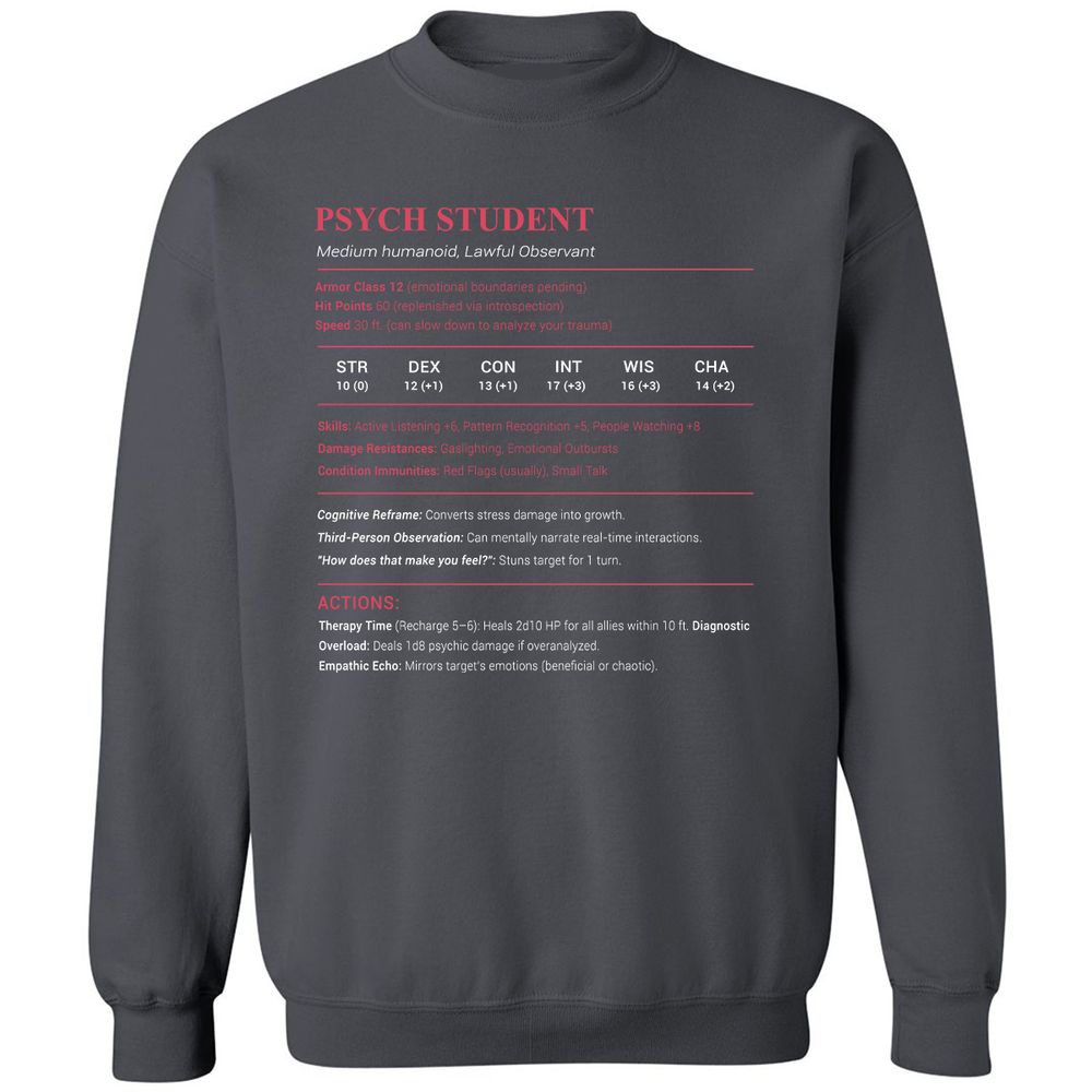 Psych Student Classic Unisex Sweatshirt - Charcoal - 7