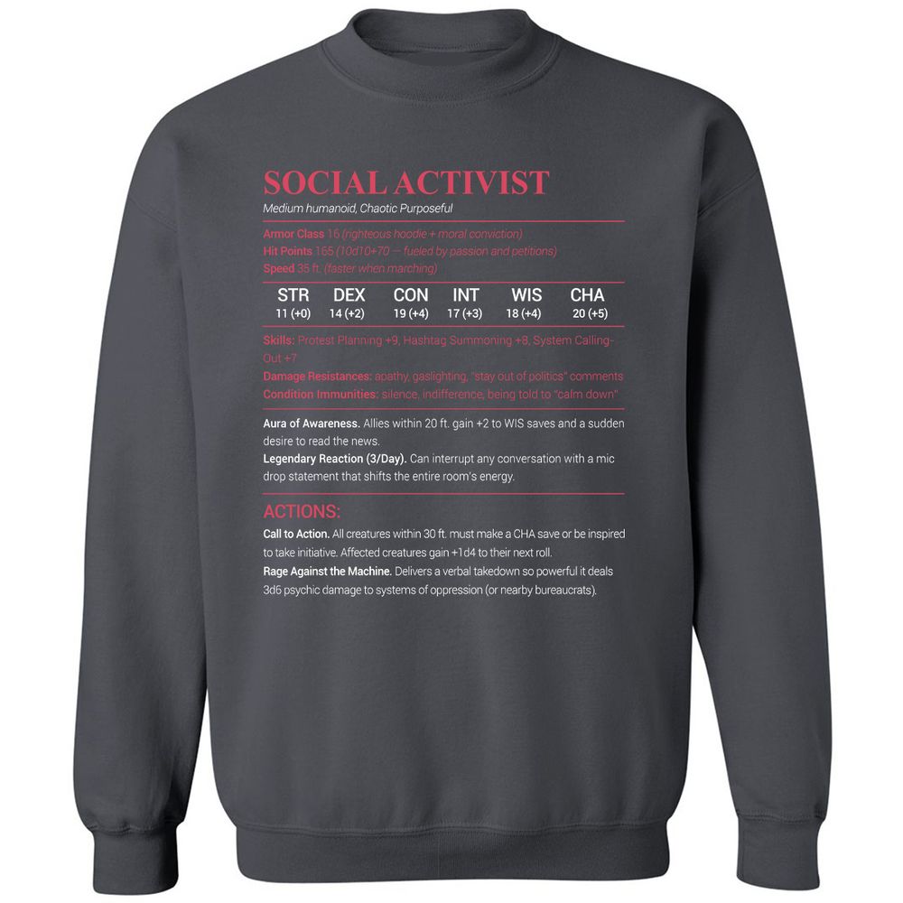 Social Activist Classic Unisex Sweatshirt - Charcoal - 7
