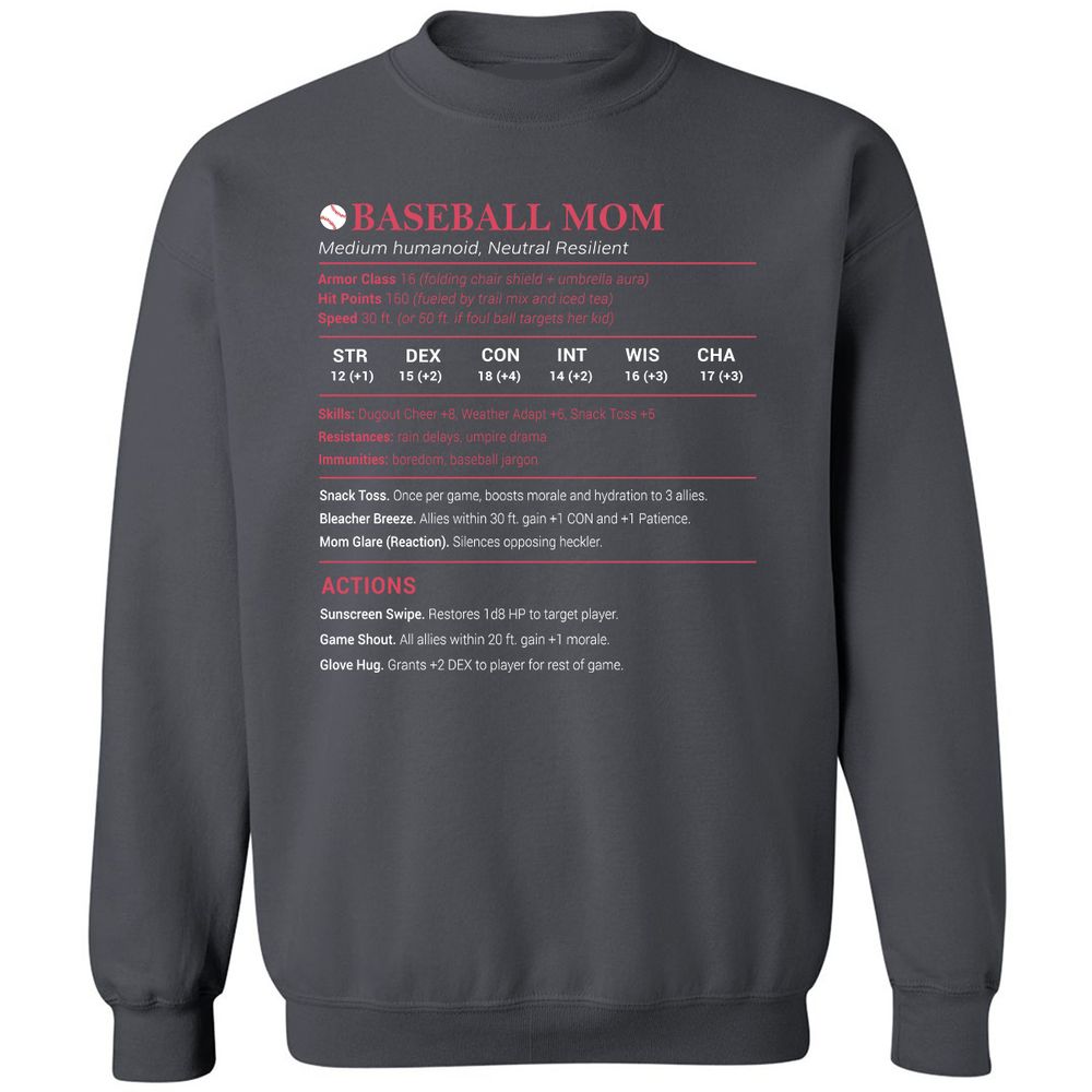 Baseball Mom Classic Unisex Sweatshirt - Charcoal - 7