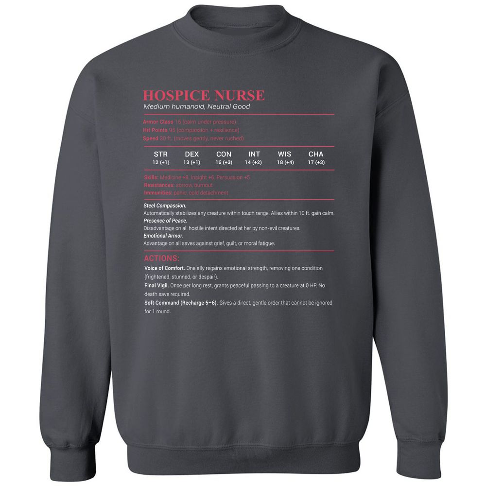 Hospice Nurse Stats Classic Unisex Sweatshirt - Charcoal - 7