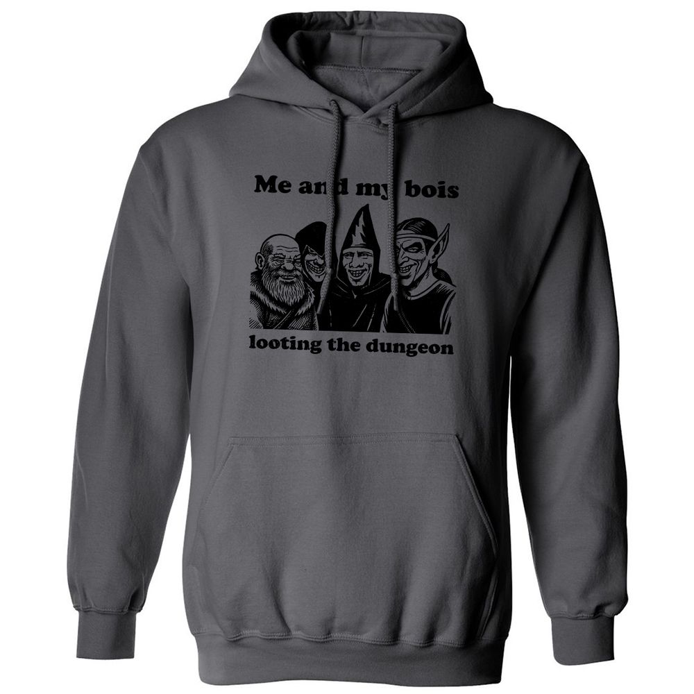 Me and my bois looting the dungeon Classic Unisex Hoodie - Charcoal - 7