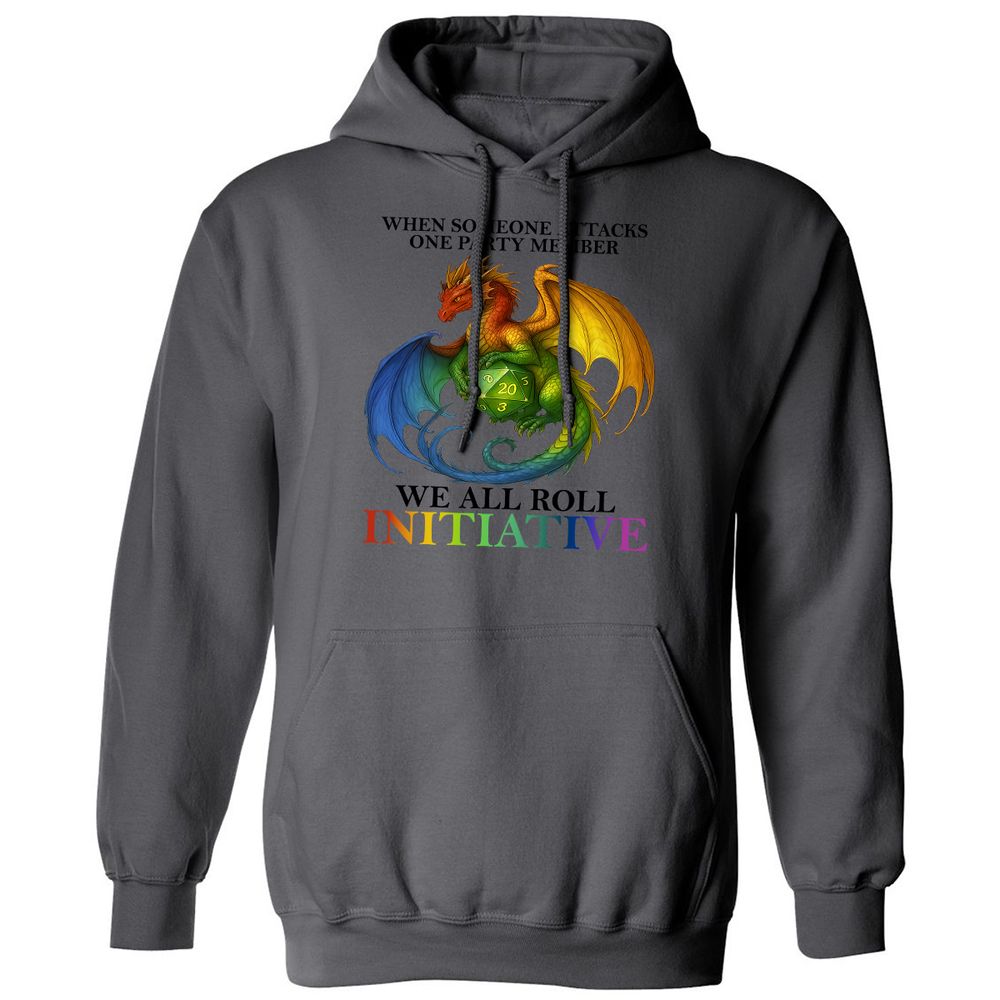 Dragon We All Roll For Initiative Classic Unisex Hoodie - Charcoal - 7