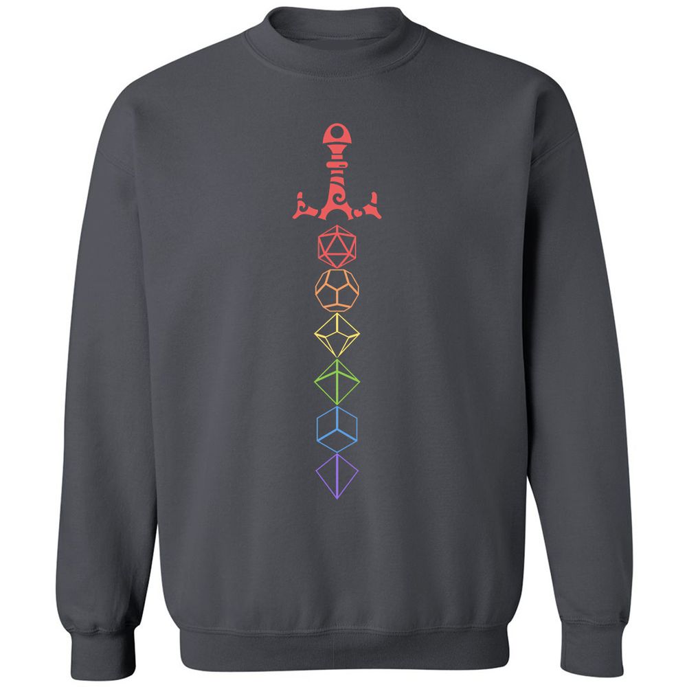 Rainbow Dice Sword LGBT Classic Unisex Sweatshirt - Charcoal - 7