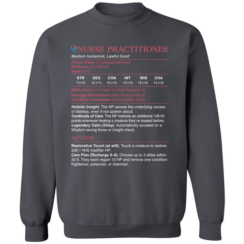 Nurse Practitioner Stats Classic Unisex Sweatshirt - Charcoal - 7