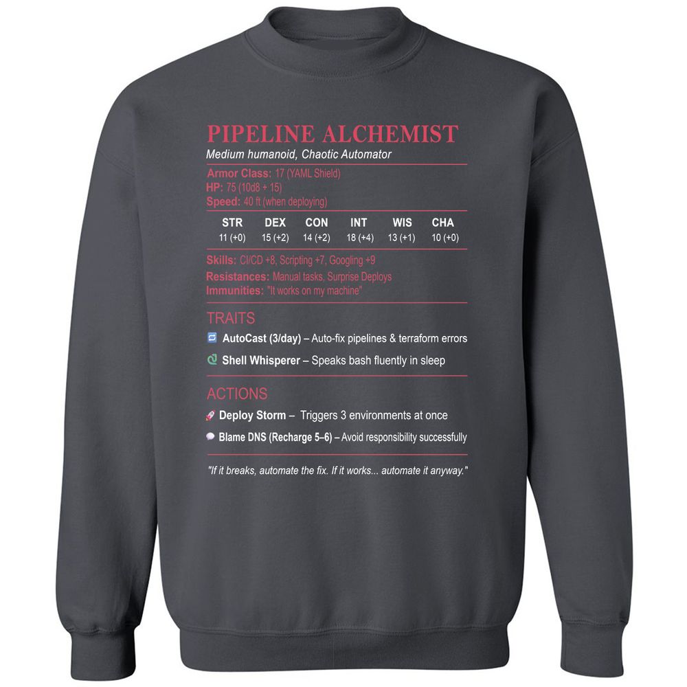 DEVOPS Stats (Pipeline Alchemist) Classic Unisex Sweatshirt - Charcoal - 7