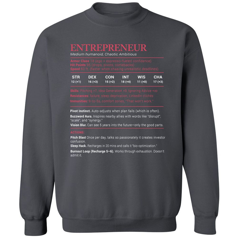 Entrepreneur Stats Classic Unisex Sweatshirt - Charcoal - 7