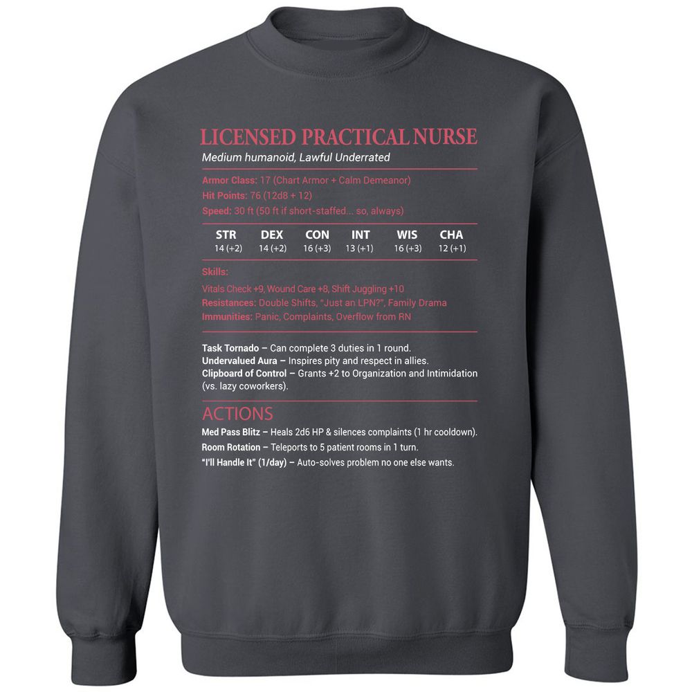 Licensed Practical Nurse LPN Classic Unisex Sweatshirt - Charcoal - 7
