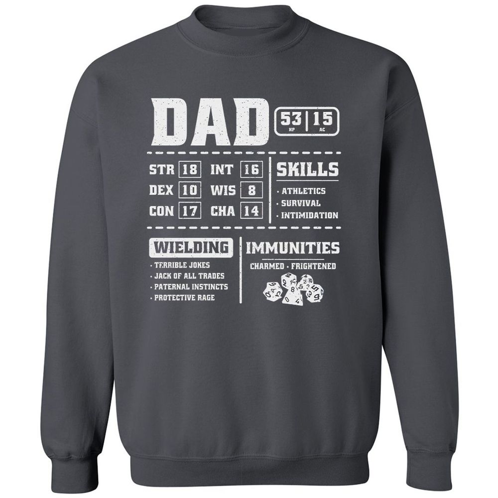 Dad Stat Block 2 Classic Unisex Sweatshirt - Charcoal - 7