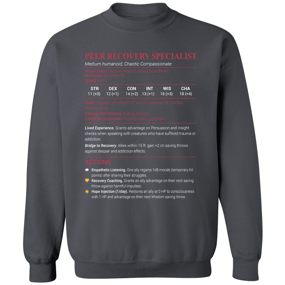 Peer Recovery Specialist Classic Unisex Sweatshirt - Charcoal - 7