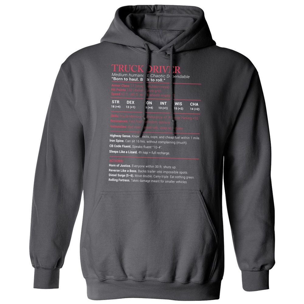 Truck Driver Stats Classic Unisex Hoodie - Charcoal - 7