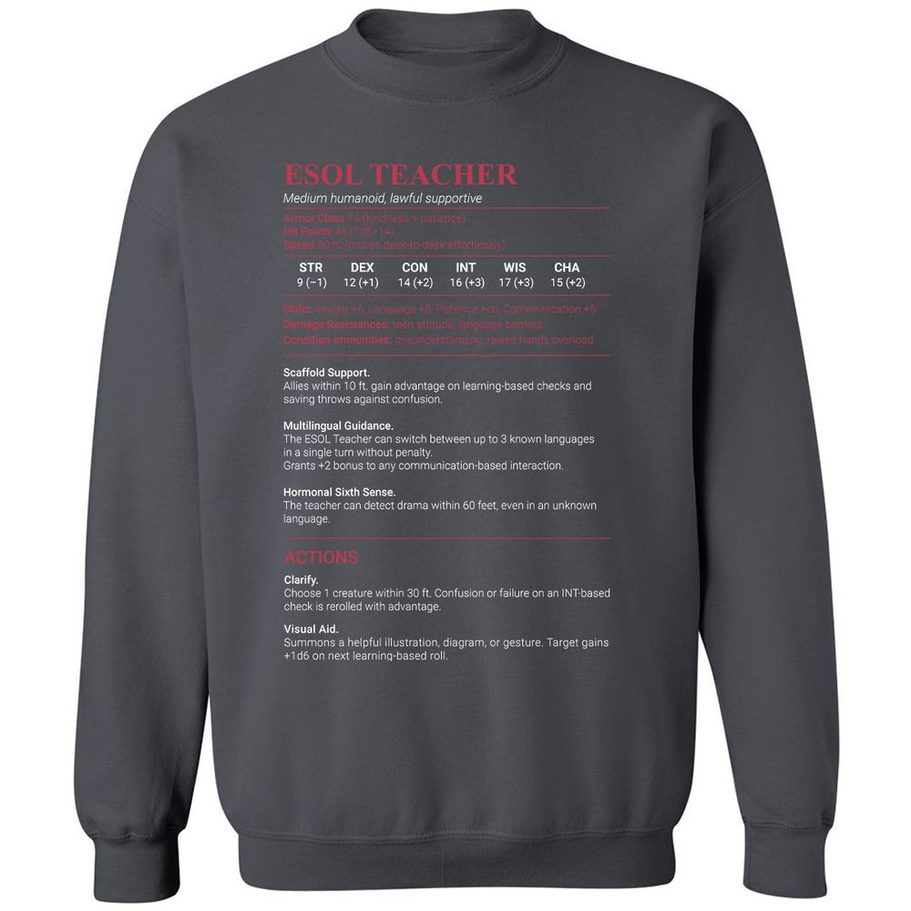 ESOL Teacher Classic Unisex Sweatshirt - Charcoal - 7