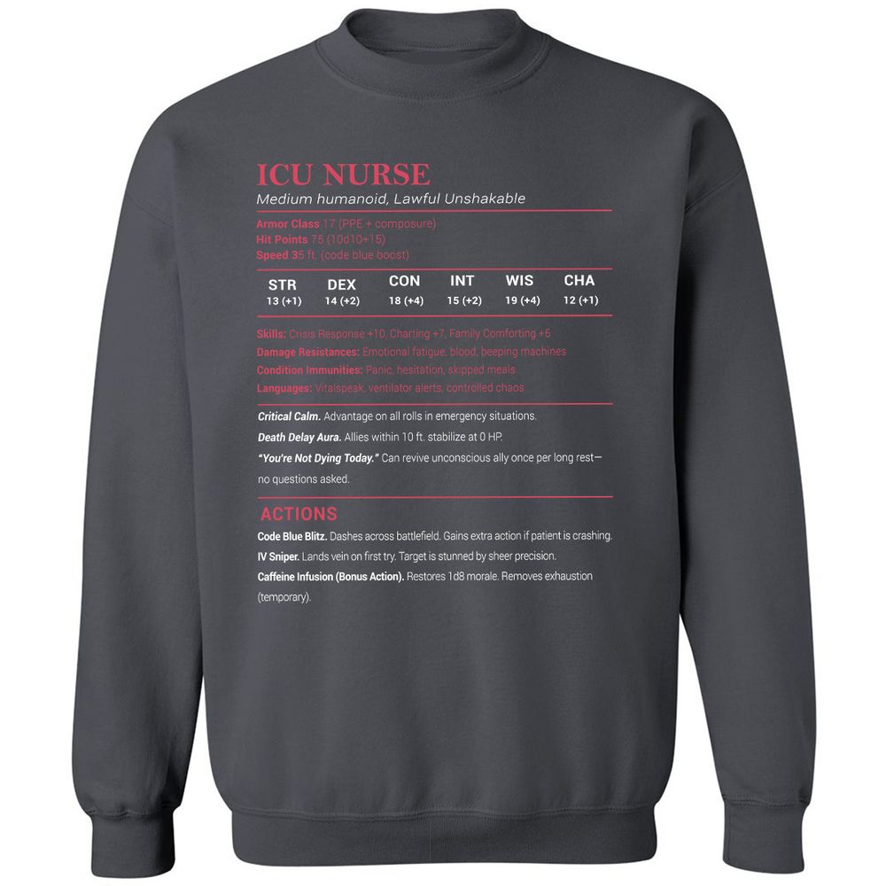 ICU Nurse Stats Classic Unisex Sweatshirt - Charcoal - 7