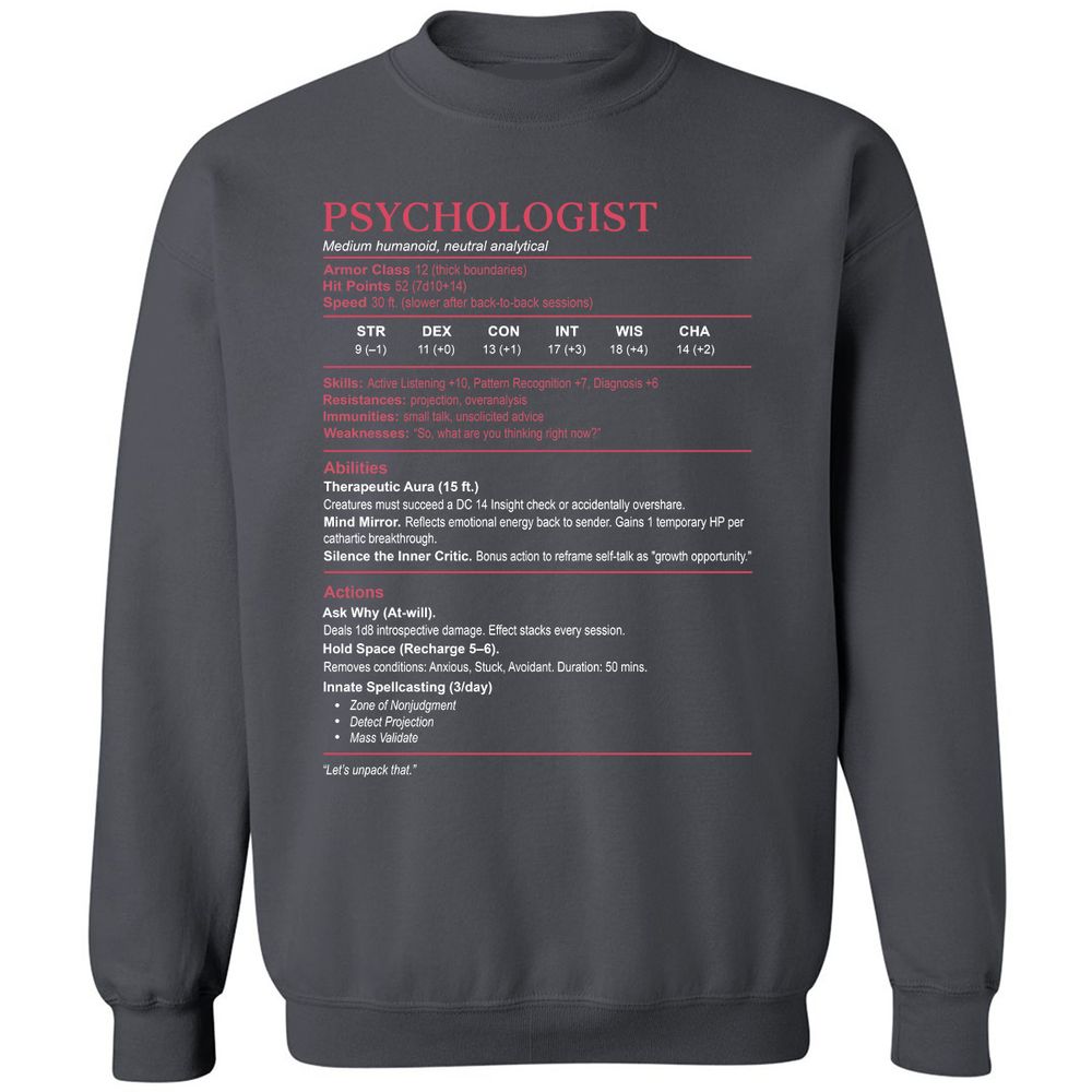 Psychologist Stats Classic Unisex Sweatshirt - Charcoal - 7