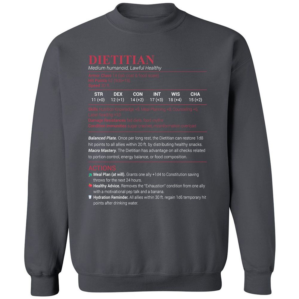 Dietitian Classic Unisex Sweatshirt - Charcoal - 7