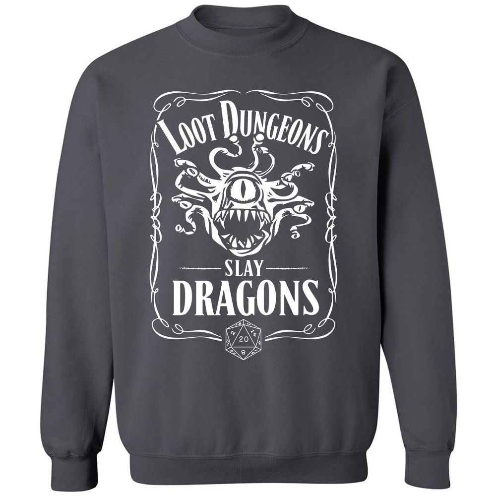 Loot Dungeon Slay Dragons Classic Unisex Sweatshirt - Charcoal - 7