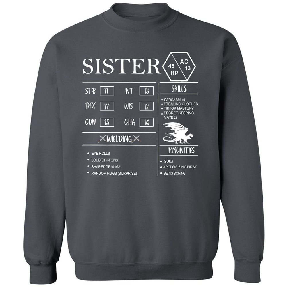 Sister Stats Classic Unisex Sweatshirt - Charcoal - 7