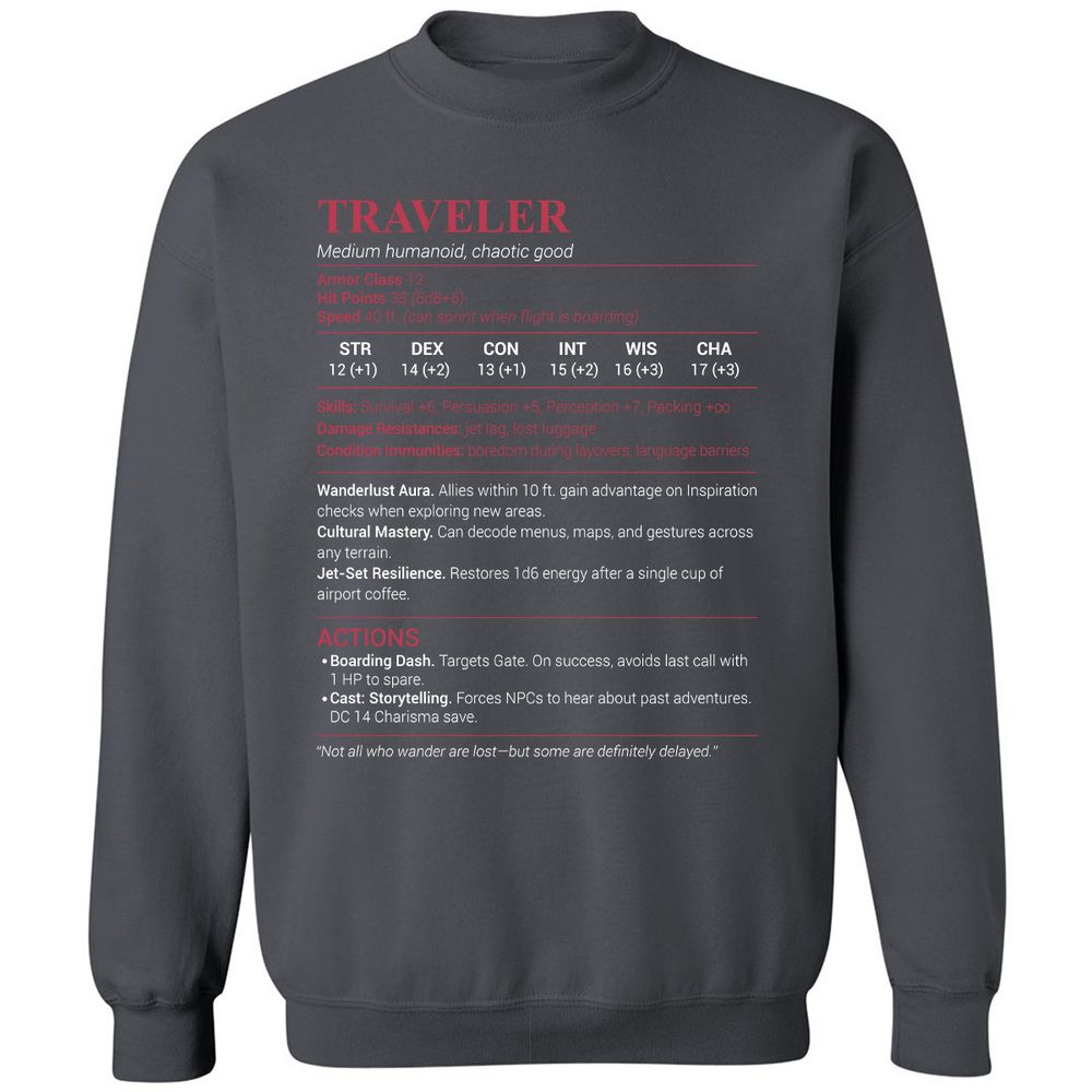 Traveler Classic Unisex Sweatshirt - Charcoal - 7